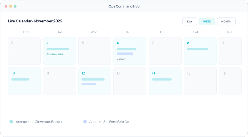 Opsique live calendar preview